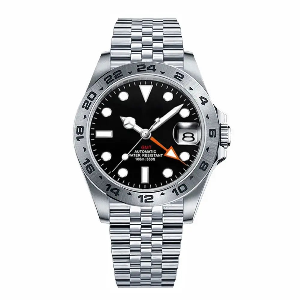 Custom Luxury 39mm NH34 Automatic Mechanical  GMT Watch Full Steel Male Watch Sapphire Luminous Waterproof for Men Reloj Hombre