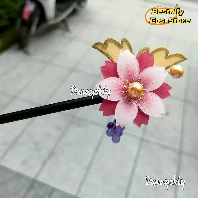 CosplayAnime Nanami Cosplay Costume Wooden Hair Stick Chinese Style Winding Flower Hairpin With Tassel Kamisama Love Role-playin