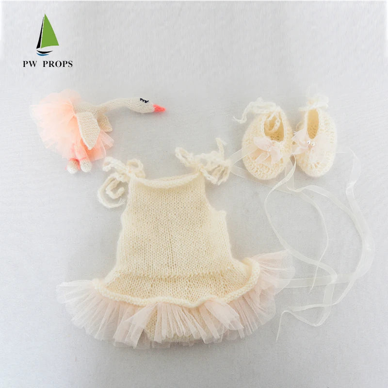Hand Knitted Wolf Pup Footed Outfit Set Baby Boy Animal Romper Newborn Photography Prop Fuzzy Crochet Teddy Bear Overall Clothes