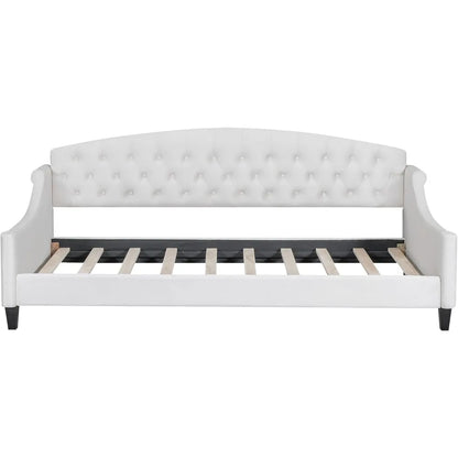 LZ LEISURE ZONE Twin Daybed, Twin Size Luxury Tufted Button Daybed, Upholstered Twin Daybed Frame, Sofa Bed for Bedroom Living R