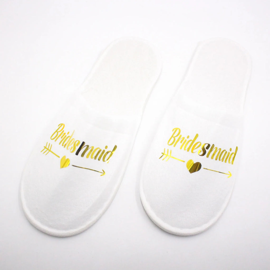 20 Pairs Bride & Bridesmaid, Wedding Party Guests Home Slip on Shoes Bridal Party Slippers Open-toe with Golden, Red and Black