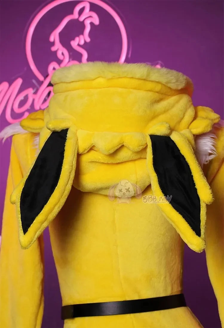 Anime Jolteon Cosplay Costume For Women Sexy Deep V Hooded Bodysuit Socks Suit Bunny Girl Lolita Cartoon Plush Pajamas Christmas