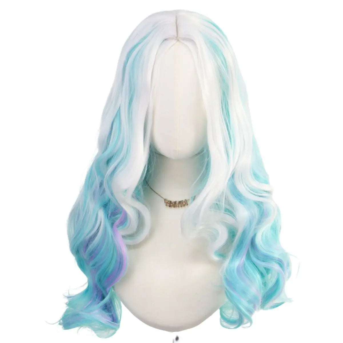 Mixed Color Gradient Long Wavy Anime Cosplay Synthetic Wig Heat Resistant for Christmas Holiday Party