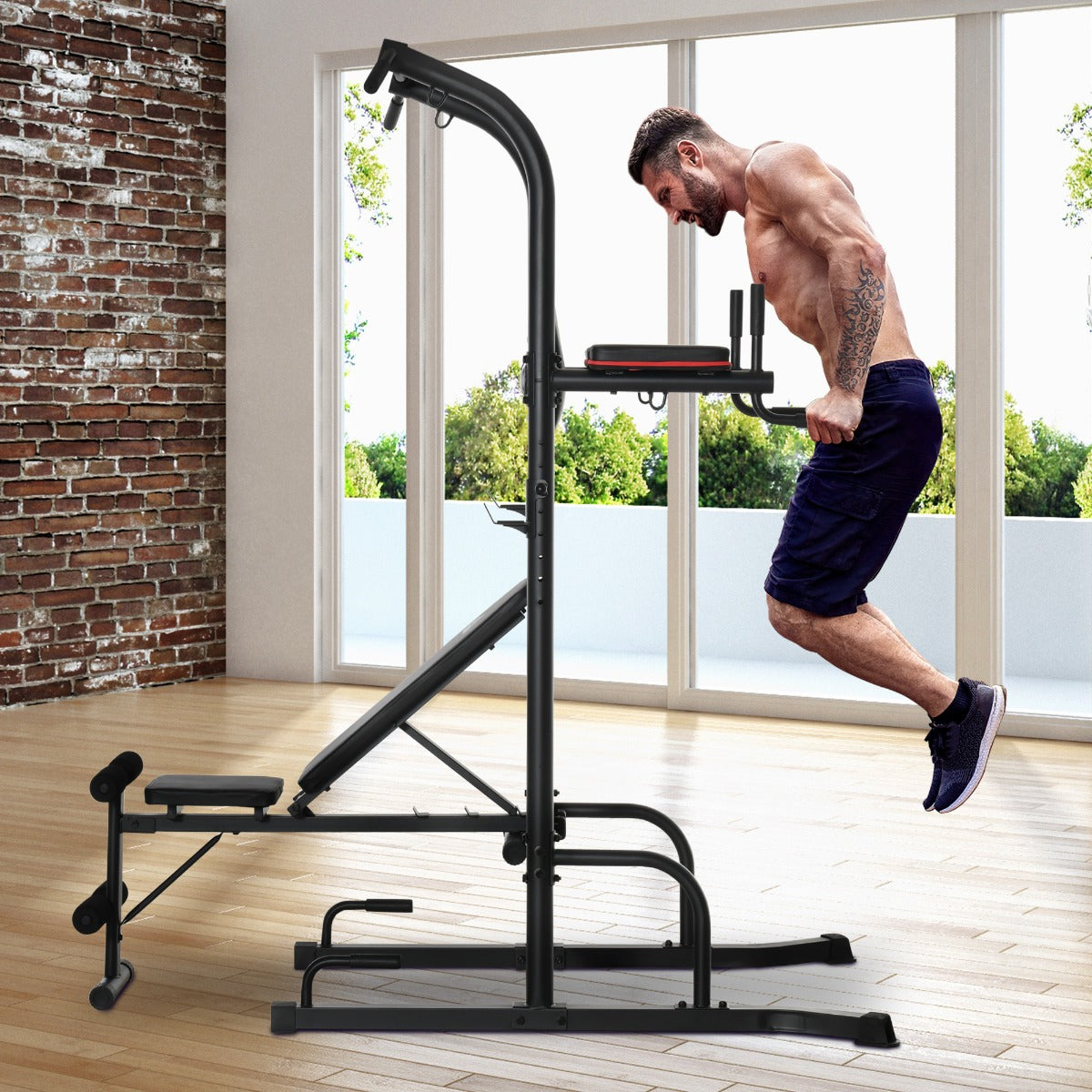 Soozier Multi-Function Training Stand Power Tower Station Gym Workout