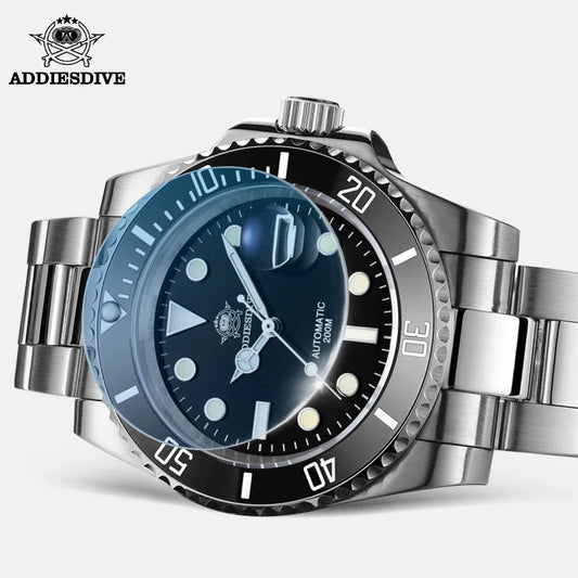 ADDIESDIVE NH35A Movement Automatic Watch Luminous 200m Diver Ceramic Bezel Sapphire Crystal 316L Steel Watch For Man Gift Clock