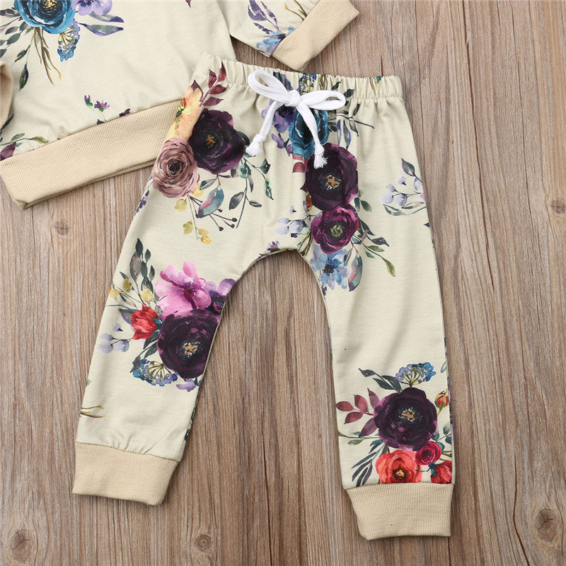 Kids Baby Girl Flowers Clothes Autumn