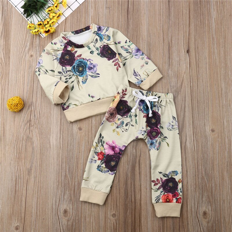 Kids Baby Girl Flowers Clothes Autumn
