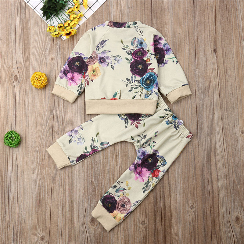 Kids Baby Girl Flowers Clothes Autumn