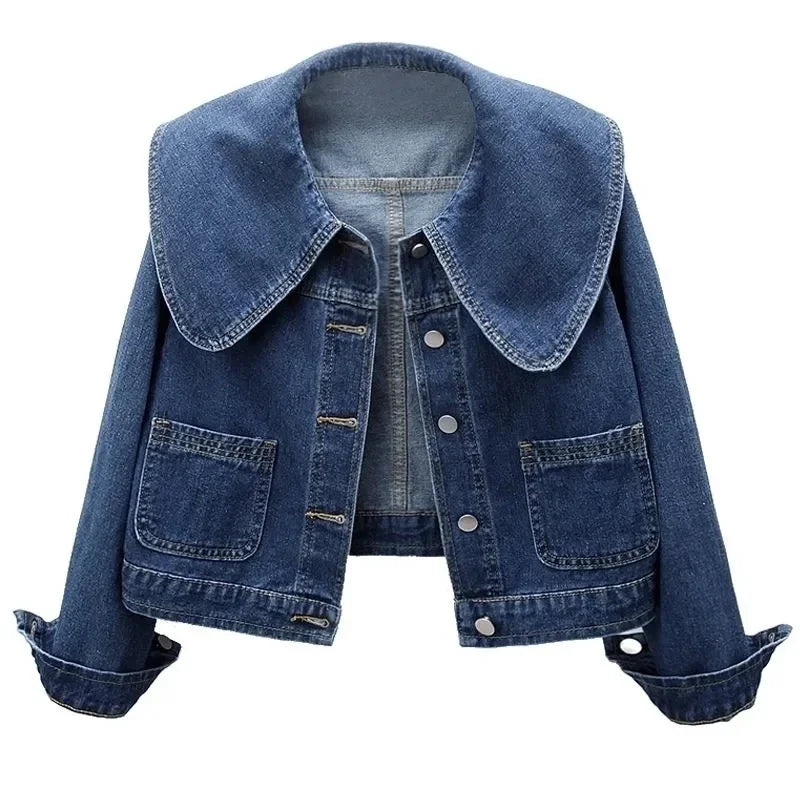 2024 New Autumn Women Denim Jacket Long Sleeve Casual Short Denim Coat Famale Jeans Jackets Outerwear Casaco Jaqueta Feminina