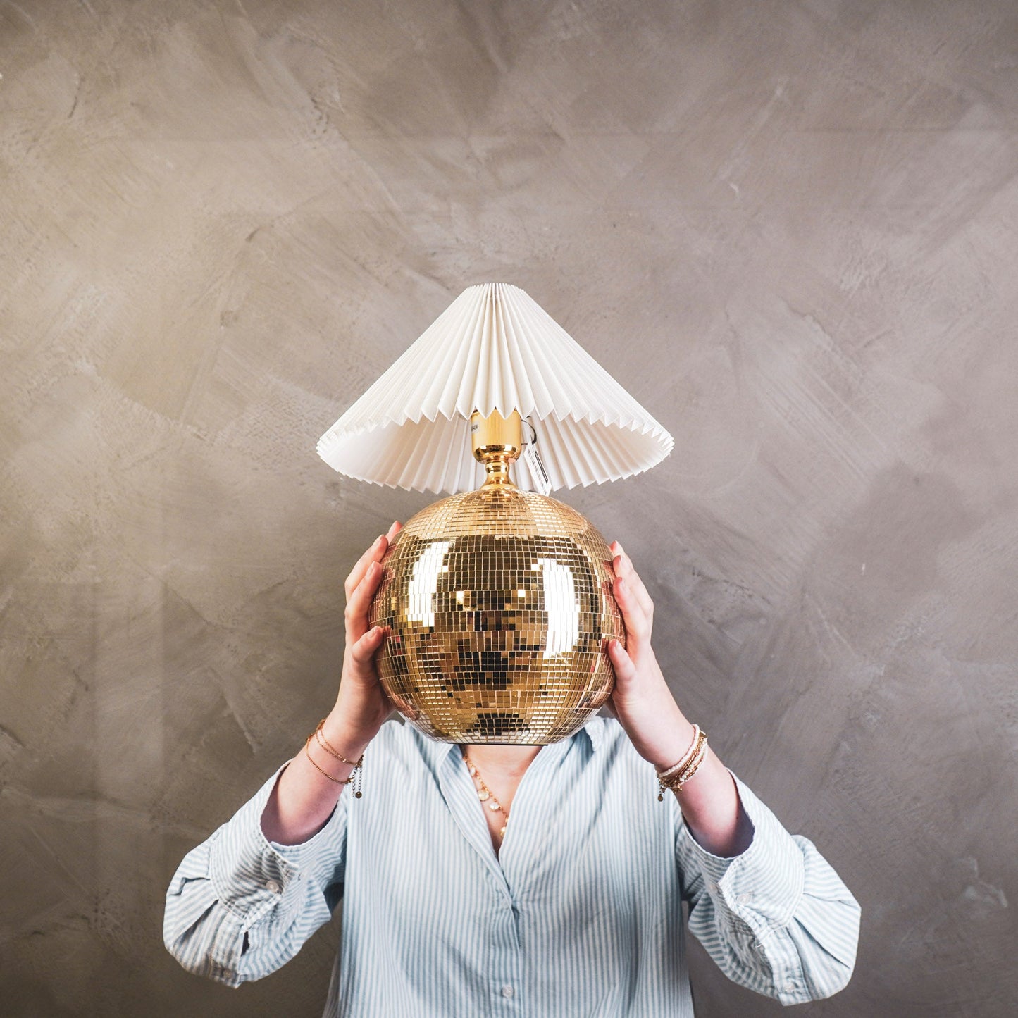Lamp - Table Lamp Disco ball - Glass -Gold - 20x20x20cm