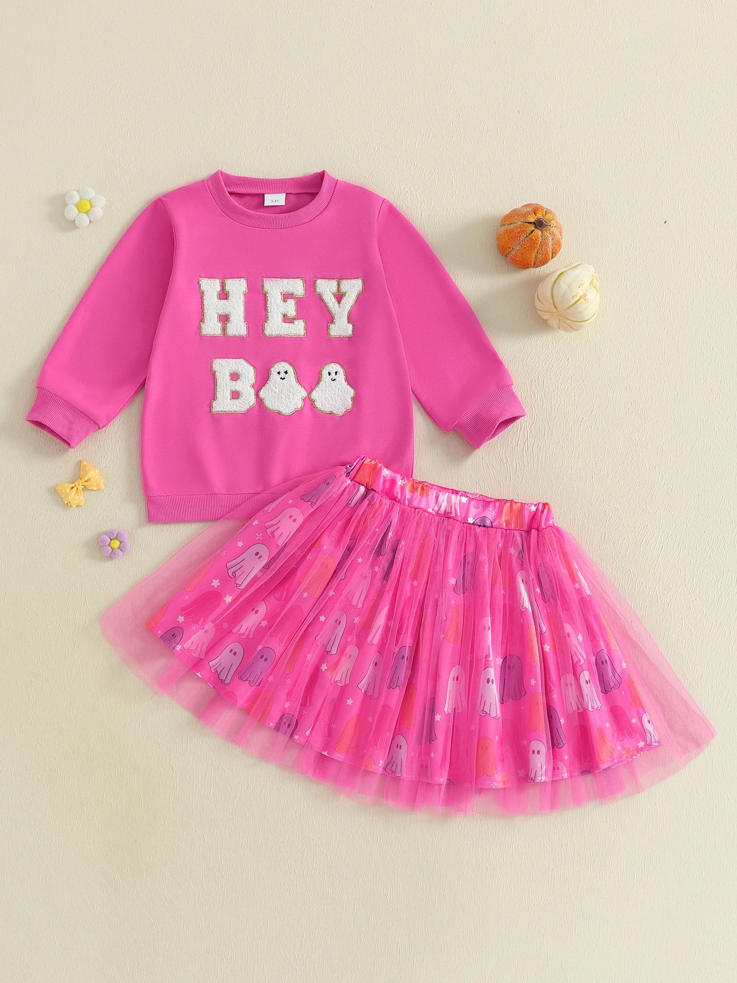Infant Girls 2-Piece Halloween Costume Set with Pumpkin Print Long Sleeve Top and Tutu Skirt Baby Clothes for Fall