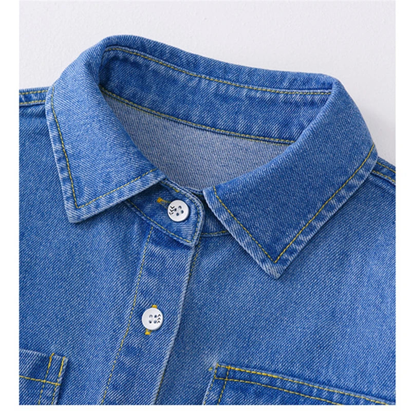 Classic Design Baby Kids Denim Jacket with Front Pockets for Boys Casual Outfit Children Fashion Denim Coat Age 2 To 9 Years Old