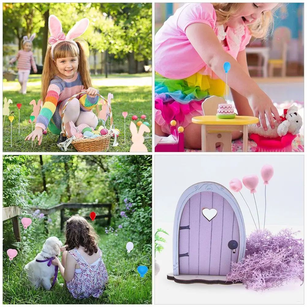 12pcs Mini Colorful Balloon Decorations Micro Landscape Balloons Miniature Cupcake Toppers Toy naments Birthday Party Cake