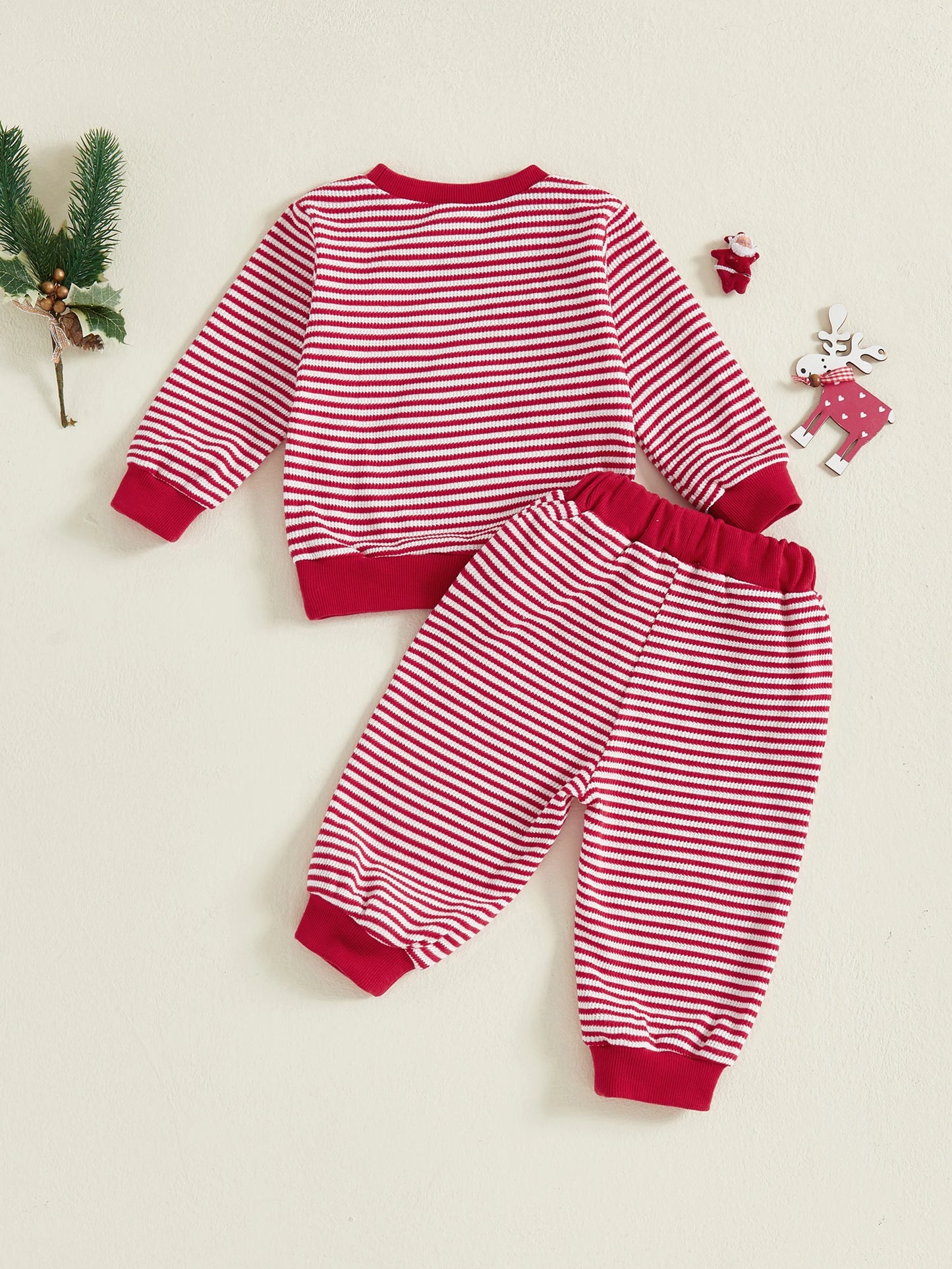 Adorable Infant Reindeer Print Sweater with Matching Leggings 2 Piece Winter Holiday Ensemble for Baby Boy or Girl