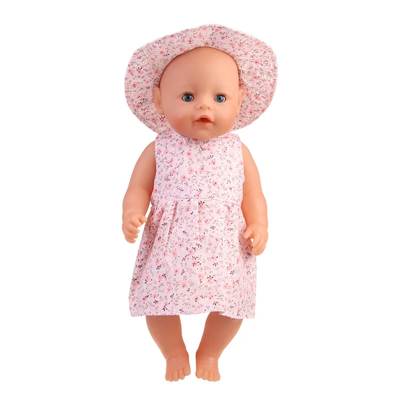 Cactus T-shirt+Denim Shorts Flower Dress+Hat Flamingo Doll Clothes Set For 18 inch American&43cm Baby New Born.OG,Life Girl Doll