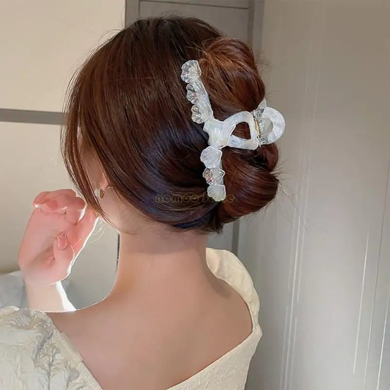 31BF Temperament Hair Claw Shell Shinning Hair Clip for Woman Wedding High Ponytail Hair Delicate Jaw Clip for Bride