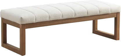 Bedroom Bench for End of Bed, Modern Upholstered Teddy Fabric Entryway Bench & Dining Bench, Footrest Stool Bench