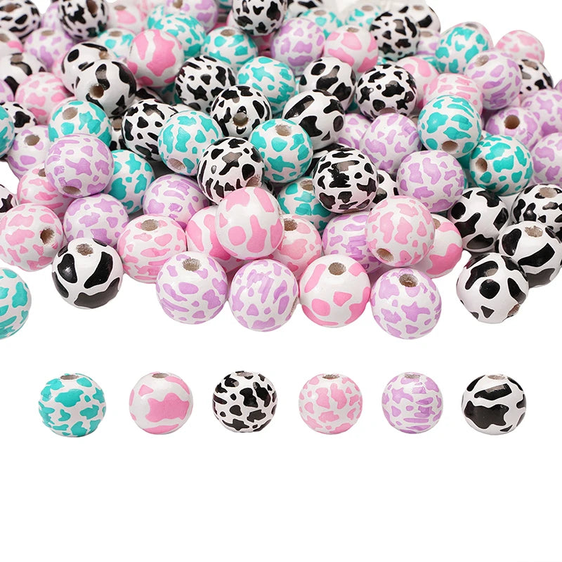 10Pcs 16/20mm Wooden Dog Paw/Christmas Pattern Round Beads Loose Spacer Beads To Make Bracelet Charms Jewelry Making Accessories