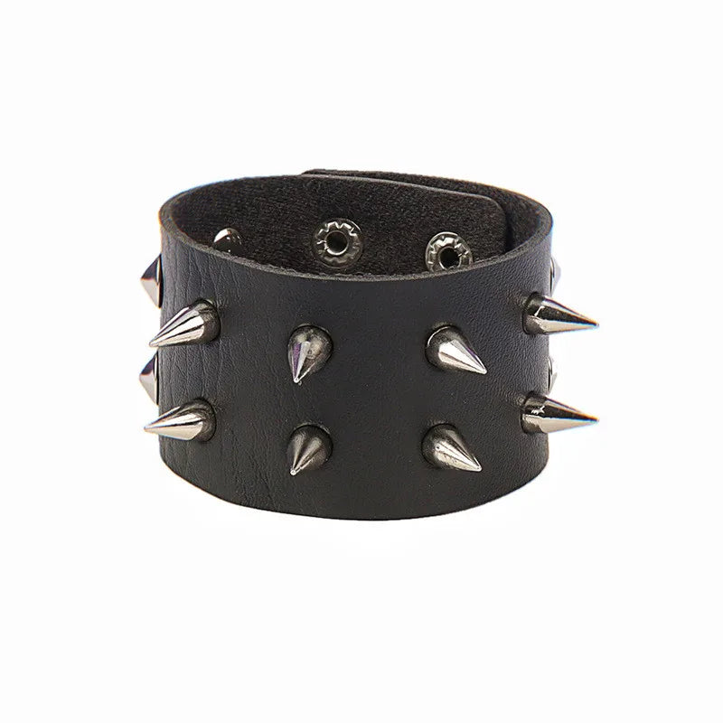 2022 PU Leather Studded Bracelet Punk Bracelet Adjustable Goth Cuff Bracelet Gothic Rivet Buckle Wristband for Men Women