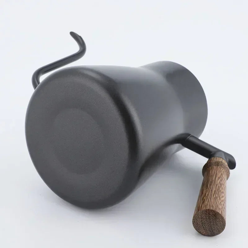 Hot Sale 304 Stainless Steel Brushed Jug Wood Handle Gooseneck Spout Coffee Kettle Drip Coffee Pour-over Pot For Home Use