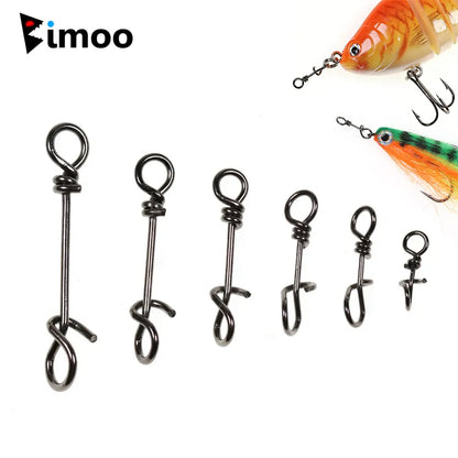 Bimoo 50pcs Stainless Steel Quick Lock Snap Spring Clamp Buckle Streamer Lure Drop Rigs Connector  Saltwater Fishing Accessories
