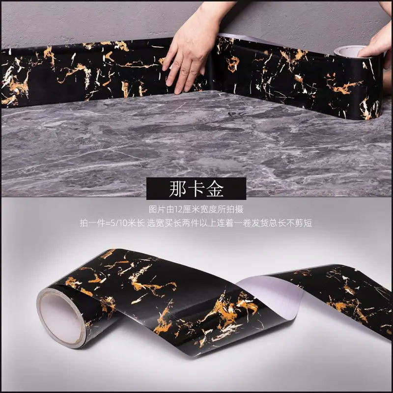Thickened Brushed Imitation Metal Sticker Self-adhesive Skirting Line Wall Sticker Door Frame Renovation Decoration Self Pasting