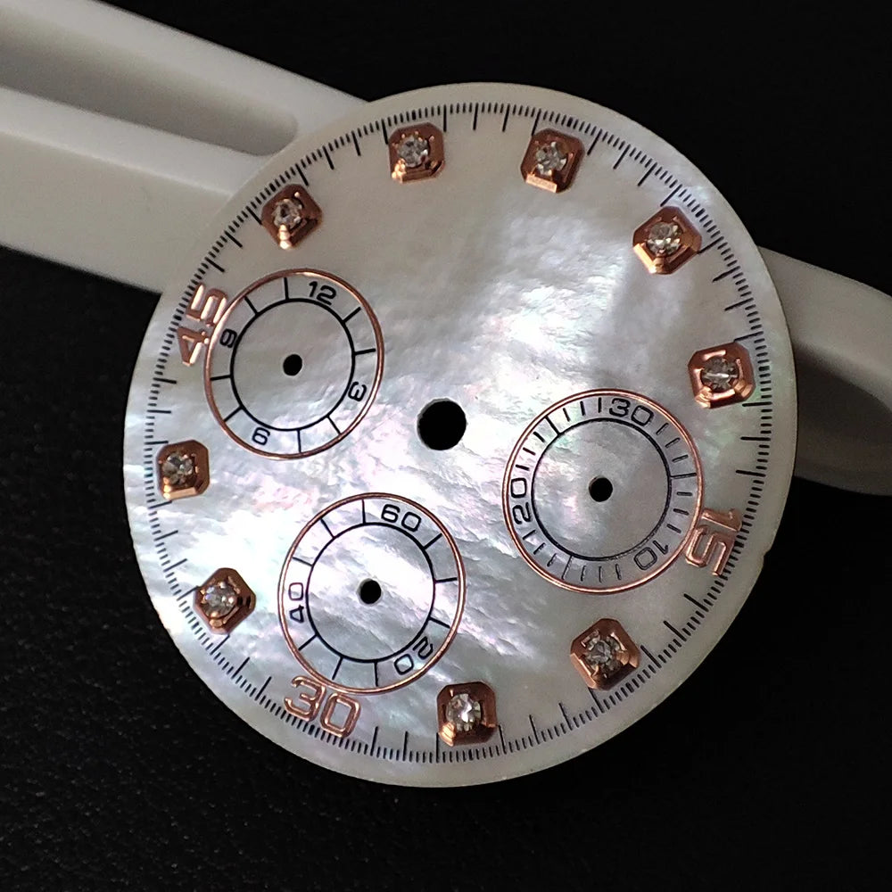 39mm Men's watch Shell Face Dial watch waterproof sapphire glass Stainless steel quartz watch VK63 movement Chronograph watch