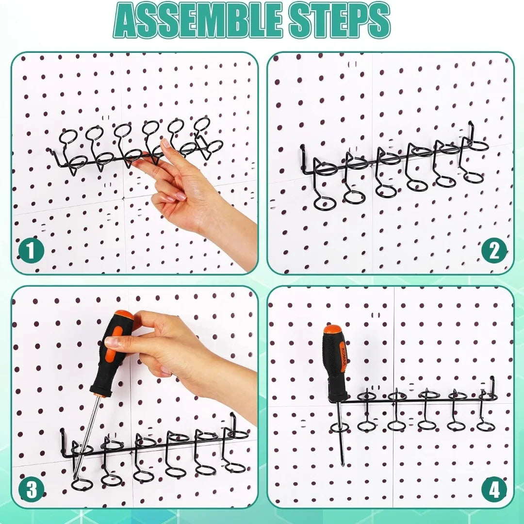 3pcs slat wall pegboard tool storage rack, hammer, brush, screwdriver and Pegboard Accessories storage kits