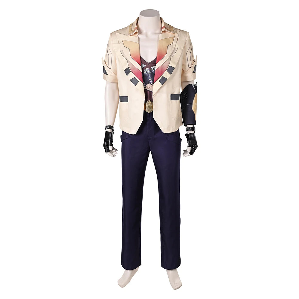 Male Tejo Cosplay Game Valorant Uniform Vest Pants Belt Coat Costume Men Adult Clothing Outfits Halloween Carnival Party Suit