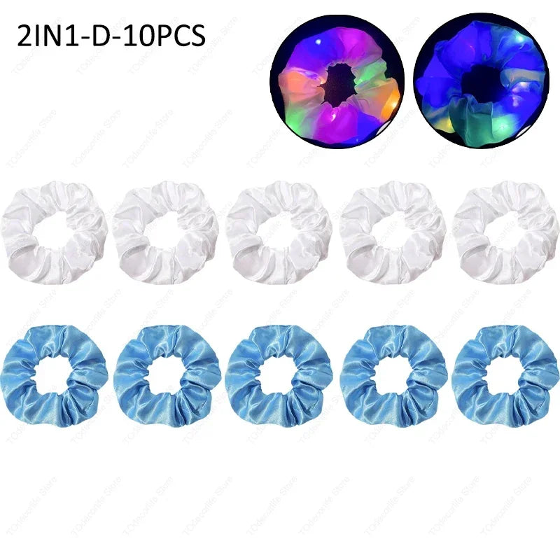 LED Luminous Scrunchies Hairband Glowing Elastic Hair Tie Rope for Women Girls Glow in the Dark Party Hair Accessory