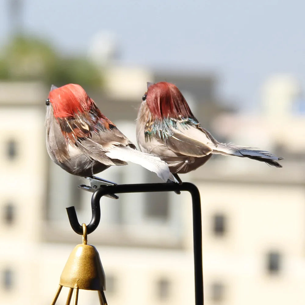 2Pcs Hot Feather Bird Imitation Sparrow Feather Bird Foam Grey Imitation Artificial Bird Prop Tree Branch Garden Christmas Decor
