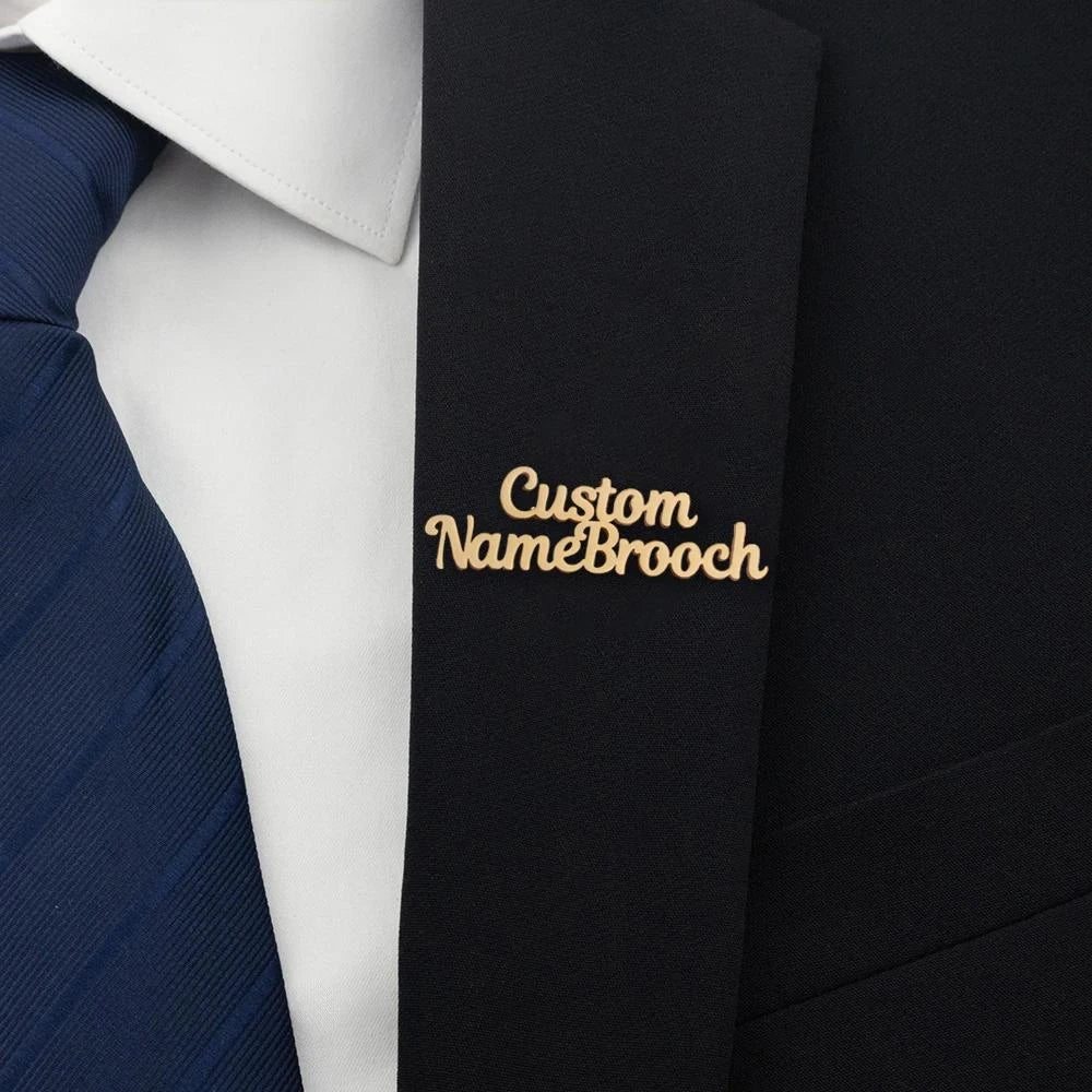Customized Double Name Broches For Men Personalisiert Stainless Steel Custom Logo Pins wedding Bride Gift