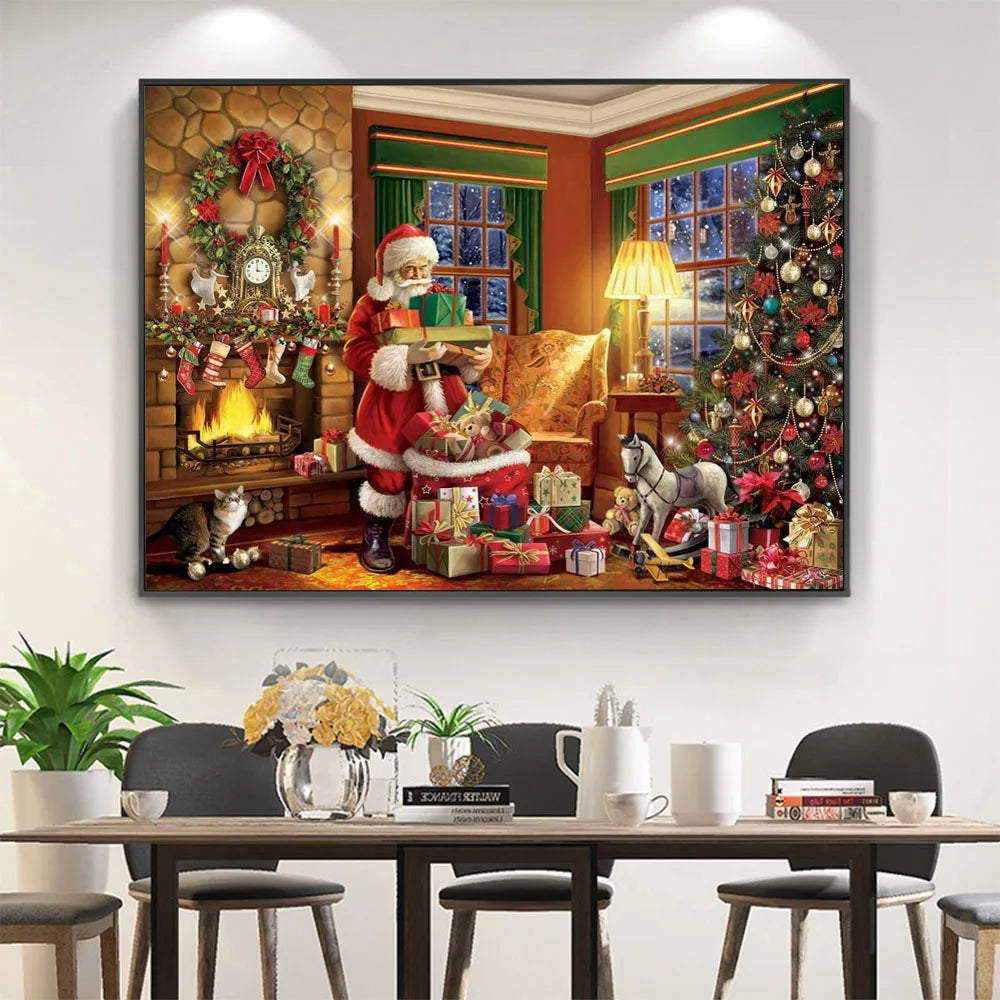 Christmas Village DIY Cross Stitch 11CT Embroidery Kits Craft Needlework Set Cotton Thread Printed Canvas Home      Sale