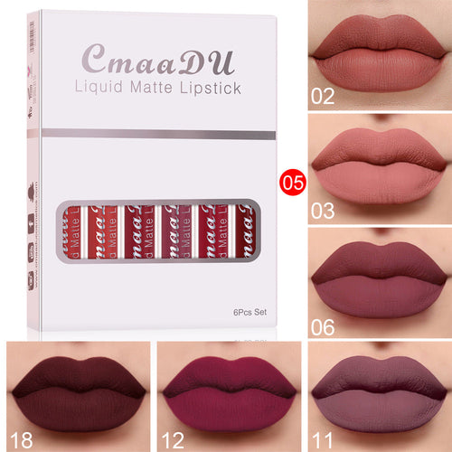 6 Boxes Of Matte Non-stick Cup Waterproof Lipstick Long Lasting Lip