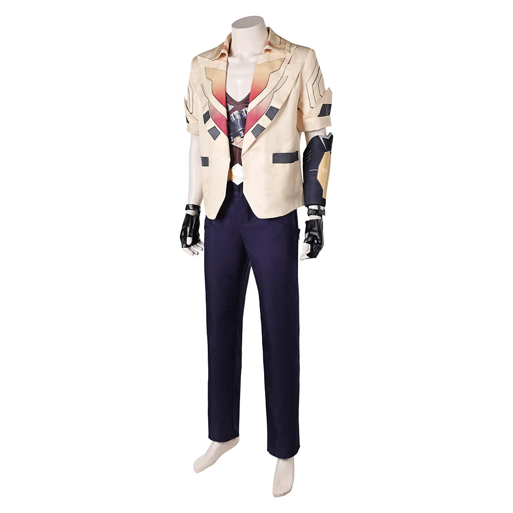Male Tejo Cosplay Game Valorant Uniform Vest Pants Belt Coat Costume Men Adult Clothing Outfits Halloween Carnival Party Suit