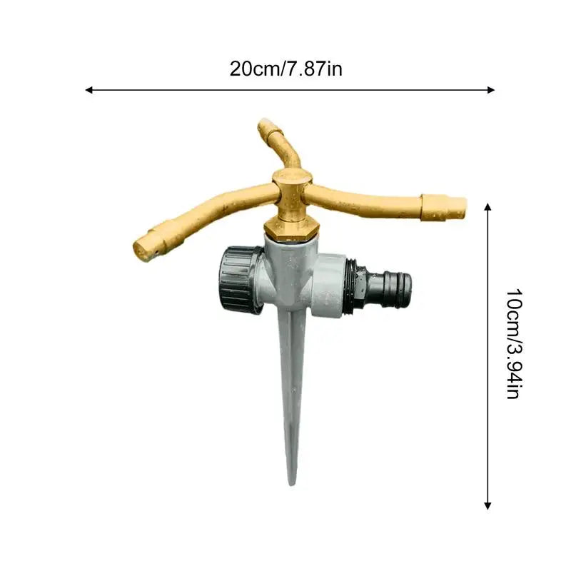 Garden Sprinkler 3-Arms Large Area Brass Waterer 360 Degree Rotating Weather-Resistant Sprinkler For Lawn Garden Farm Greenhouse