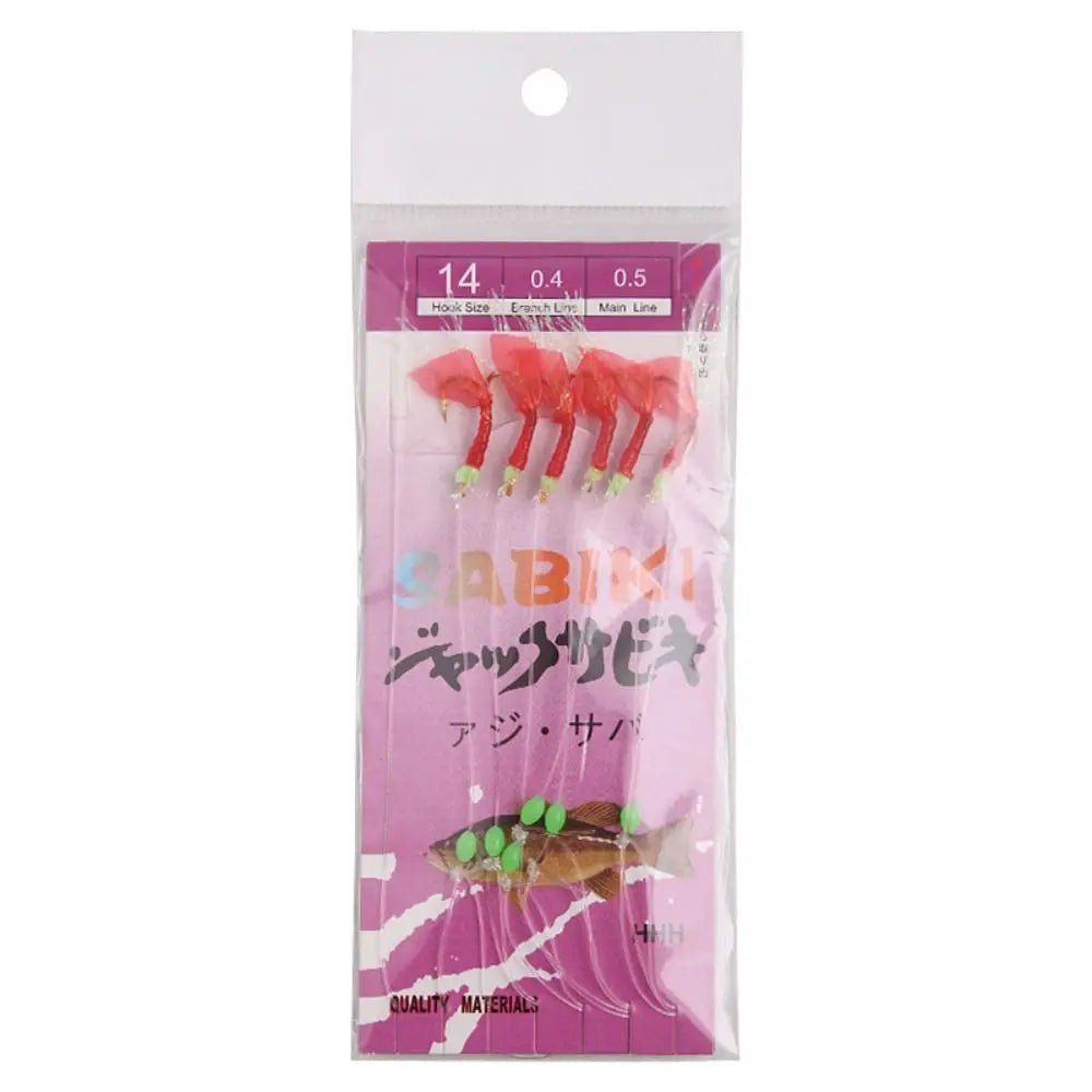 6pcs Luminous Bean Sabiki String Hook Rig Wobbler Rubber Bionic String Hook 10 Sizes Lure Bait Tackle for Sea/Freshwater Fishing