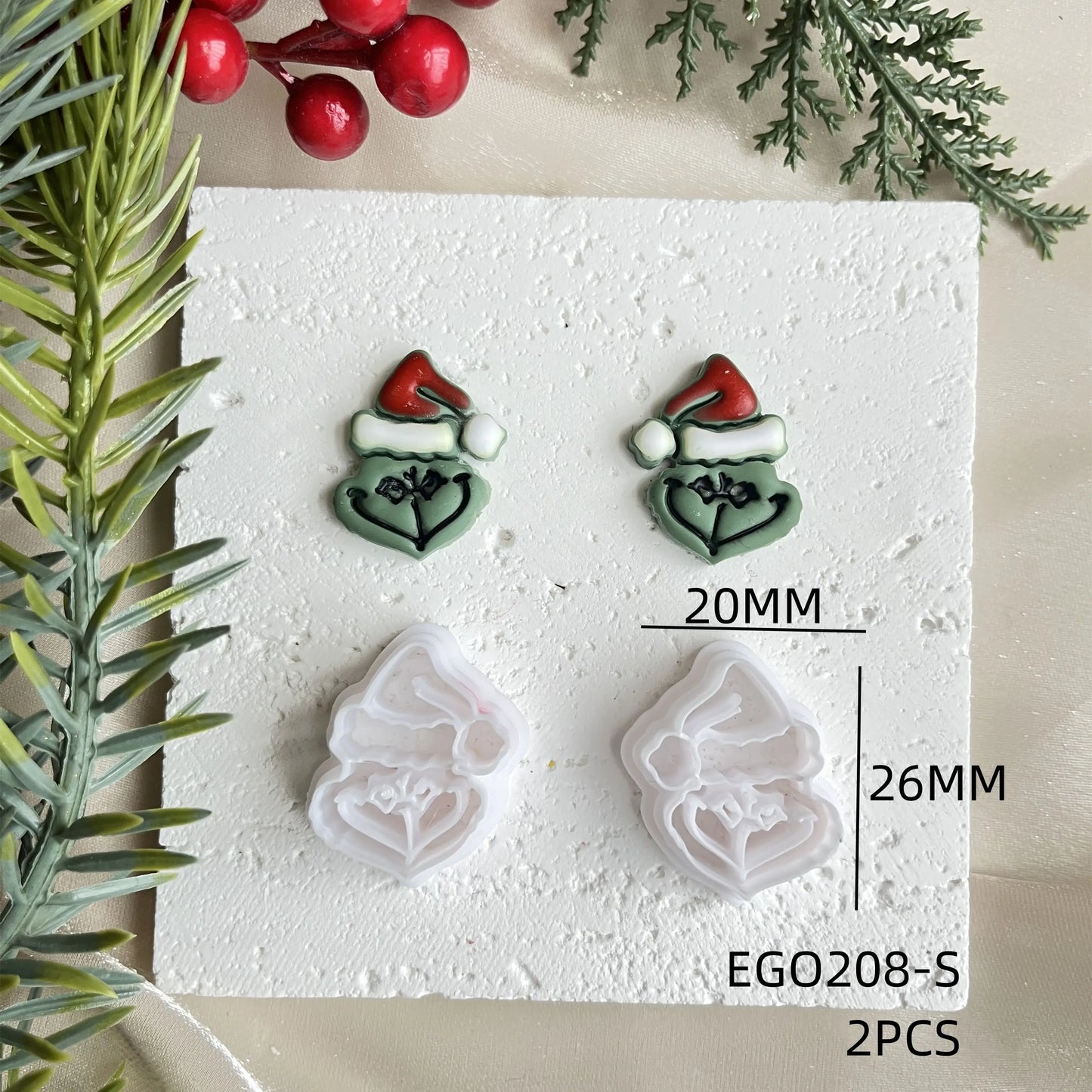 Christmas Cookie Cutter SANTA GRINCH  3 Sizes 2 Cut Versions  Earrings Making Mold Polymer Clay Tools Jewellery Tools