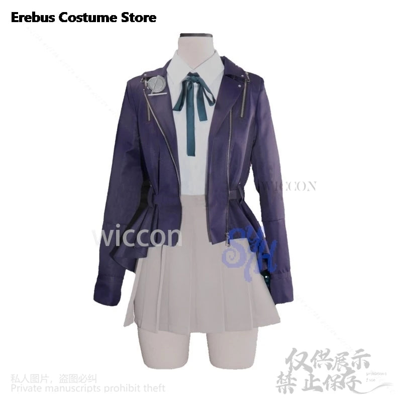 Kirifuji Nozomi Cosplay Game The Hundred Anime Costume Purple Pu Punk Coat Jk Kawaii Uniform Dress Lovely Japanese Girls Lolita