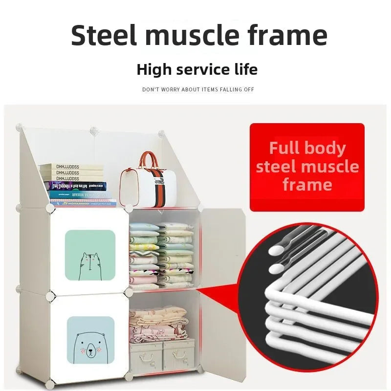 Baby Storage Cabinet Plastic Wardrobes Children Wardrobe Small Girl Clothes Clothings Closet Dresses Room Girls Assembly