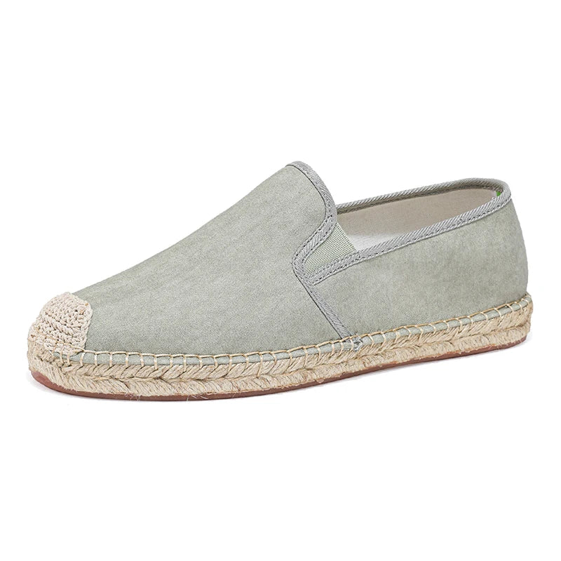 Summer New Linen Men's Loafers Handmade Breathable Man Casual Shoes Comfort Slip-On Flat Shoes Man Canvas Shoes chaussures homme