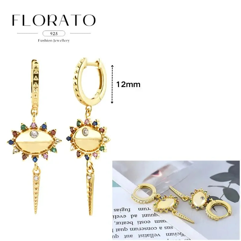 925 Sterling Silver Ear needle European And American Style Hoop Earrings Round square Pendientes Fashion For Women Birthday Gift