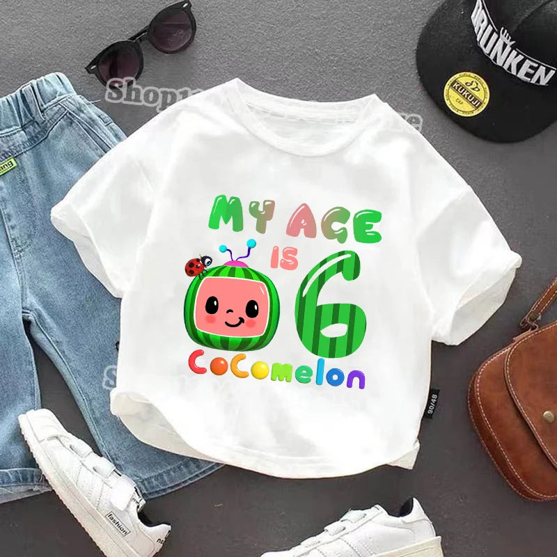 Cocomelons Kids T-shirts Boys Girls Baby Shower T-shirt Children Summer Cotton Clothes Cartoon Anime Pattern Tee Birthday Gifts