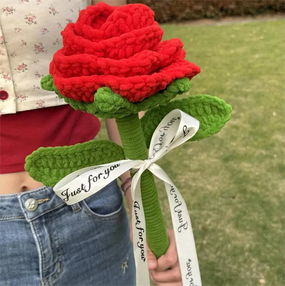 Customized Artificial Knitted Wool Flowers Crochet Flowers Flowers Flocking Wedding Bouquet Desktop Christmas Decoration