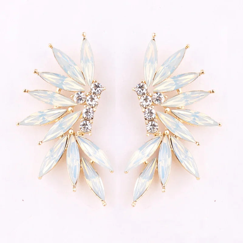 LUBOV 3 styles Colorful Wings Stud Earrings Acrylic Crystal Stone Women Piercing Earrings Trendy Wedding Jewelry Christmas Gift