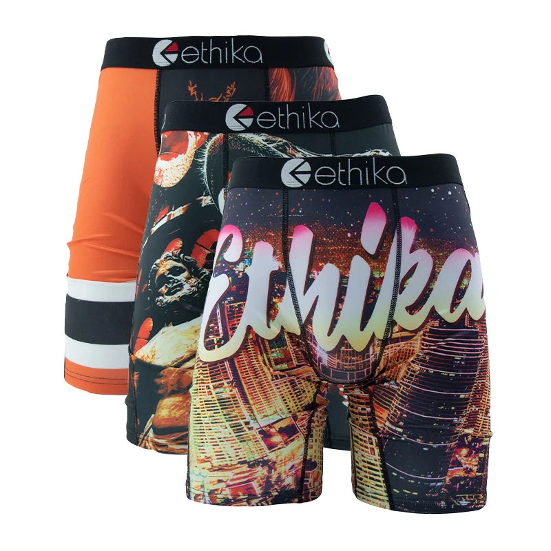 ETHIKA 3Pcs Sexy Men Underwear Boxers Breathable Man Underpants S-3XL Plus Size Mens Trunks Men's Panties Lingeries Boxer Briefs