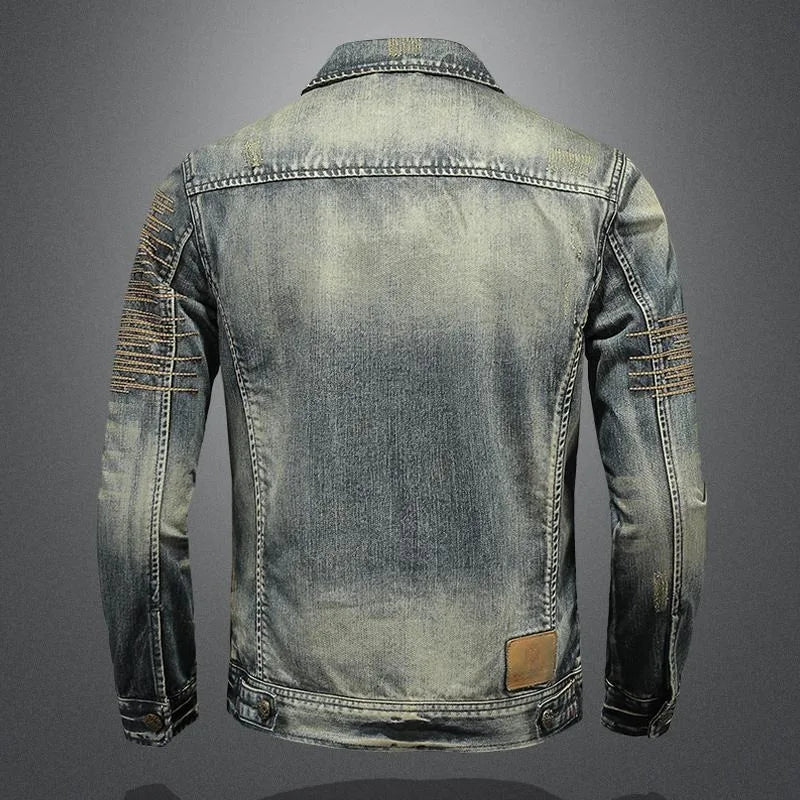 Men's Spring and Autumn New Denim Jacket Trend Vintage Wash Single-breasted Denim Slim Jacket