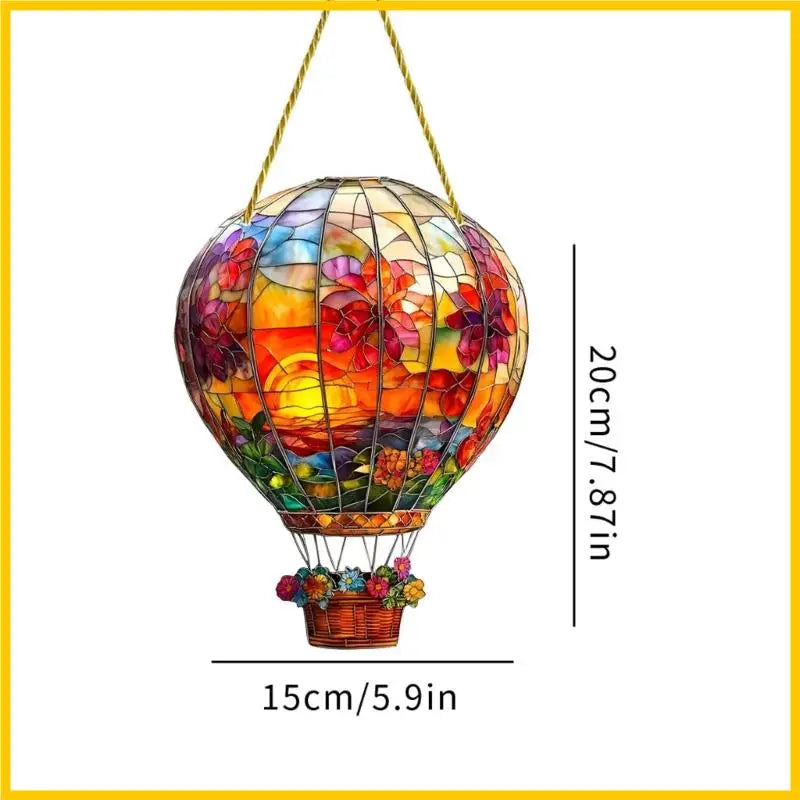 H55A Hot Air Balloon Window Sun Catcher Wall Hanging Colored Decors Acrylic Art
