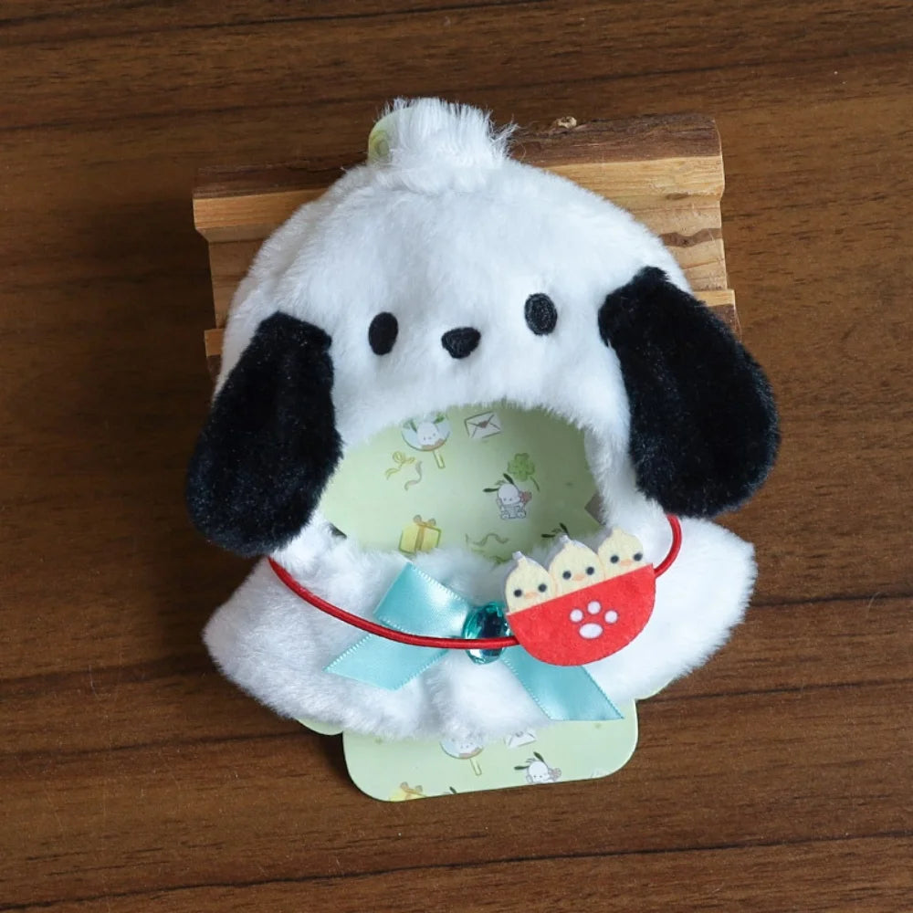 Anime Sanrio Hello Kitty Doll Pendant baby clothes Kawaii Cinnamoroll Kuromi Plush Cape Key Bag Chain Decoration Gifts