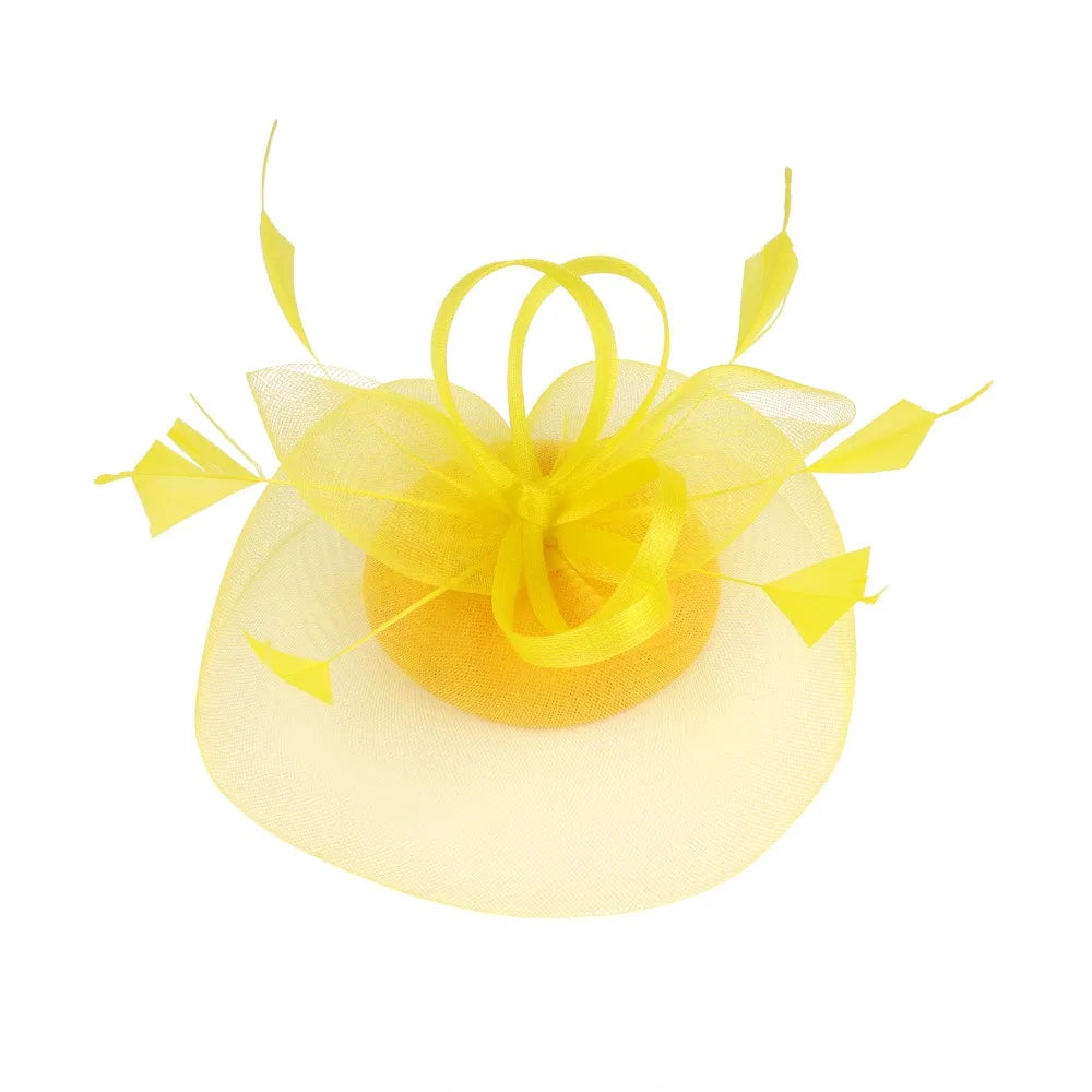 Fashion Feathers Mesh Fascinator Hat Elegant Exquisite Veil Hat Headwear Hair Hoop Sweet Bride Headband Cocktail Party